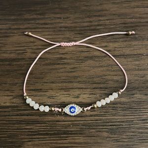 Pink evil eye bracelet